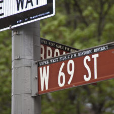 Street signs on the corner of Broadway and West 69th Street Historic District, New York City